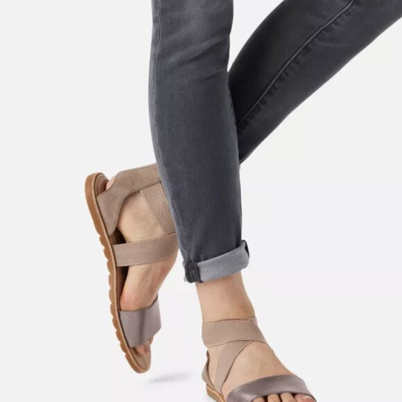 Sorel Ella II Sandals Womens US 8 Strappy Slip On Flats Metallic Ash Brown - Picture 16 of 16